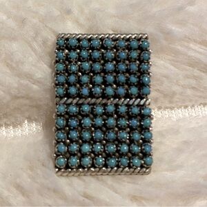 Rare Vintage Peter and Vivian Haloo Signed Sterling Silver and Turquoise Pendant